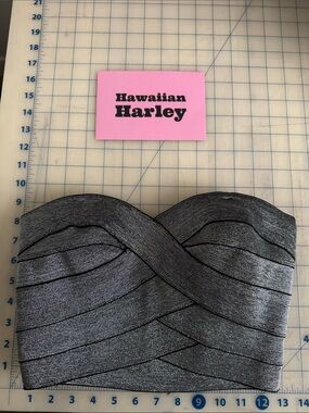 Silver Strapless Bandage Crop Top
